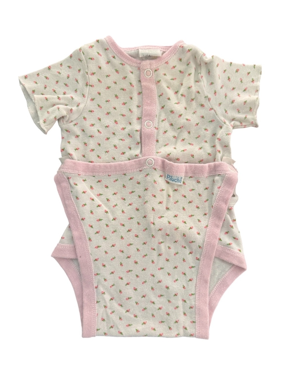 Vintage Pilucho Pink Floral Baby Bodysuit
